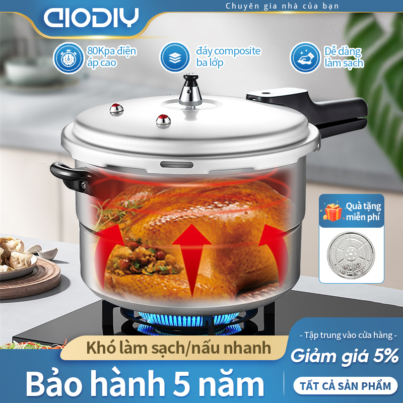 AIODIY Stovetop pressure cooker Household Gas 80kpa Pressure Cooker 3.5L, 5.5L, 10L, 14L household gas multi-function nonstick pressure cooker capable of steaming stewing and boiling pressure cookers Safe explosion-proof large capacity pressure cooker