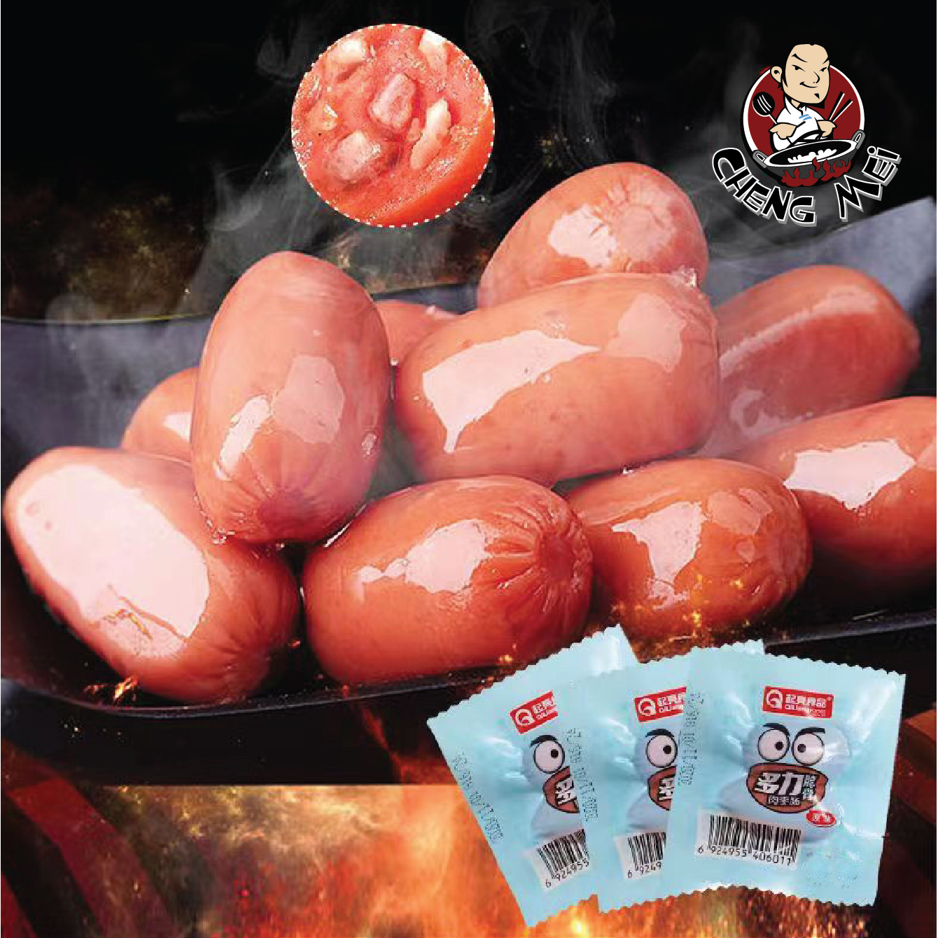 Xúc xích sụn mini gà gói 2 viên bi nhiều vị đồ ăn vặt trung quốc