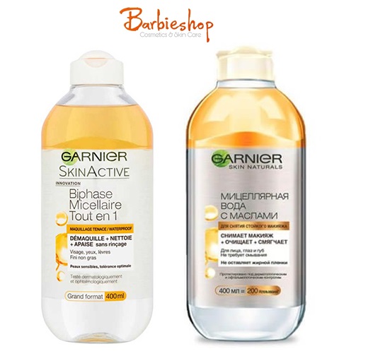 Nước Tẩy Trang Garnier Skin Active Oil Infused Micellar Cleansing 400ml (Pháp-Nga)