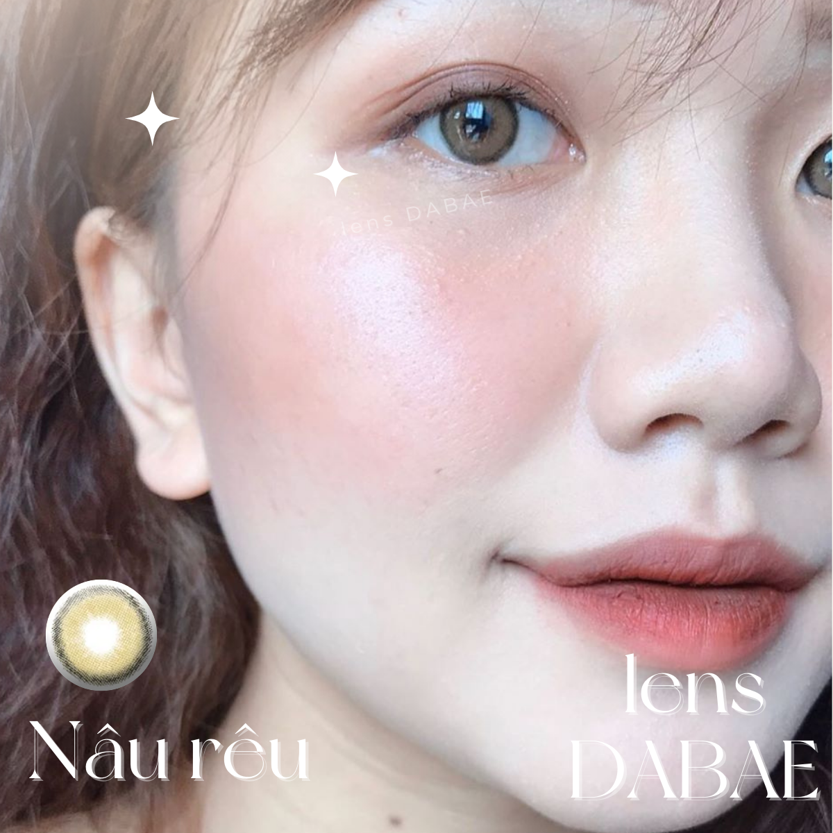 lens mắt cận nâu rêu tây kính áp tròng Hàn Quốc ROSIE DABAE gdia 13.1mm