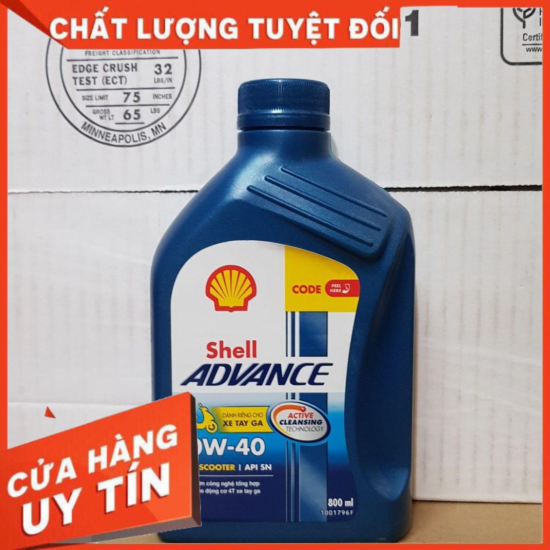 Shell advance ax7 scooter 10w40 0.8l , nhớt xe tay ga shell ax7 10w40 chai 800ml giá yêu thương