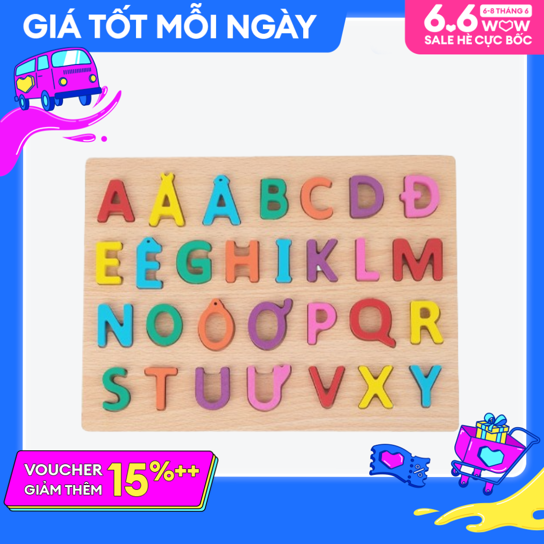 Bảng chữ cái Tiếng Việt hoa và thường bảng chữ số gỗ cho bé - Đồ chơi trẻ em