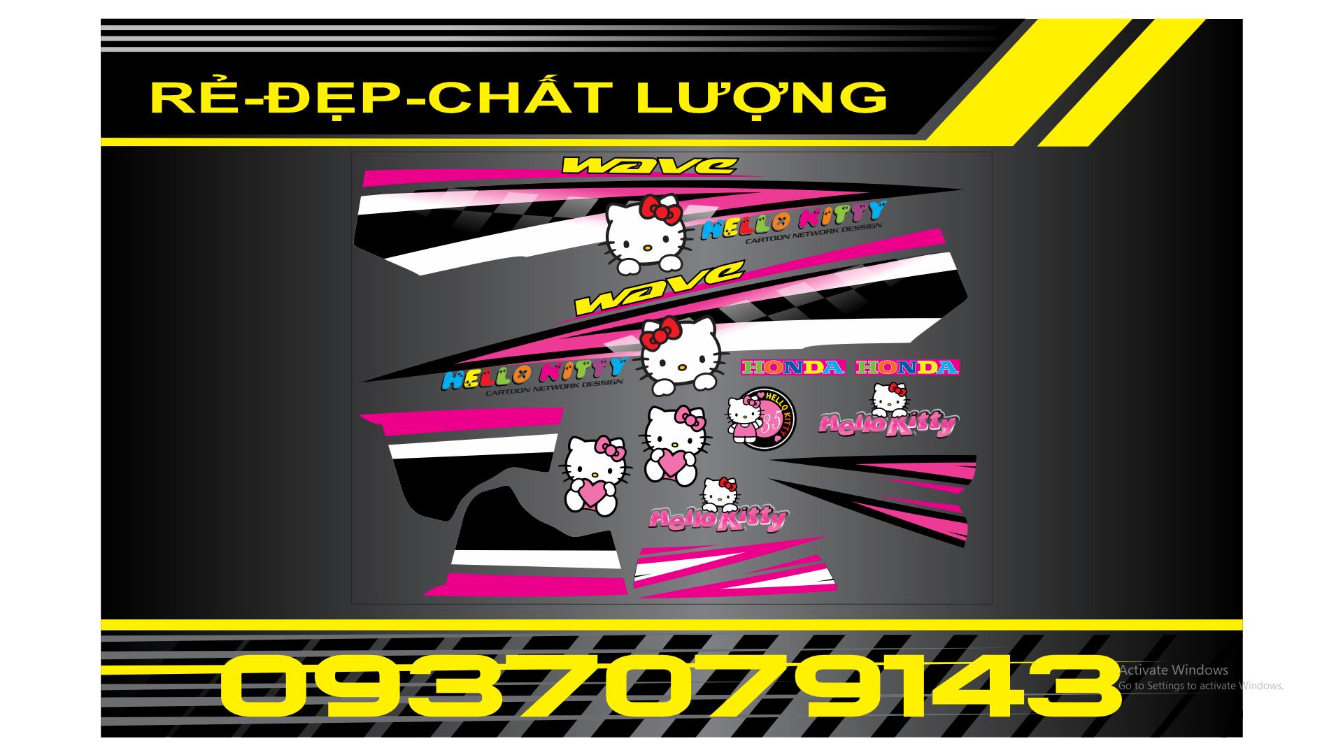 Tem xe wave nhỏ mẫu mèo hồng