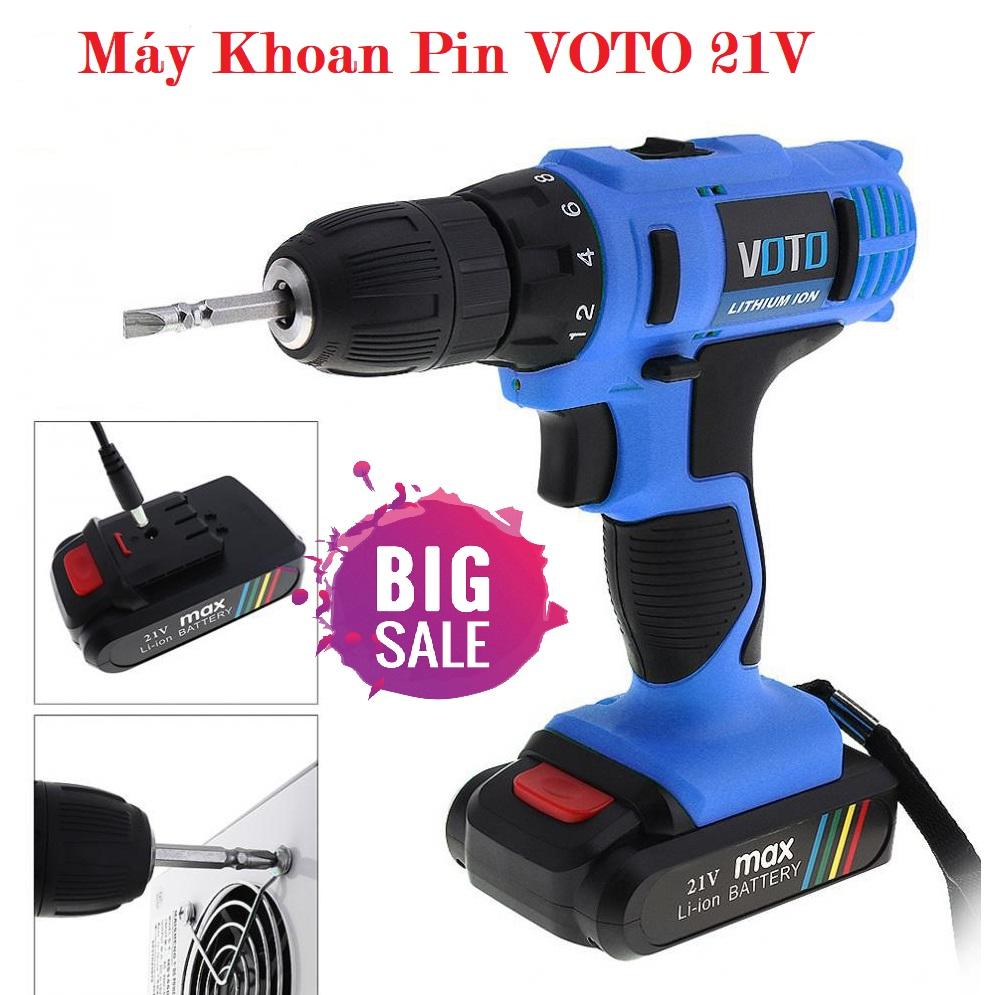 Máy khoan không dây, máy khoan cầm tay, máy khoan pin voto 21v máy hoạt động khỏe, bắt vít, khoan trên nhiều chất liệu, thiết kế hộp đựng tiện dụng dễ mang theo.