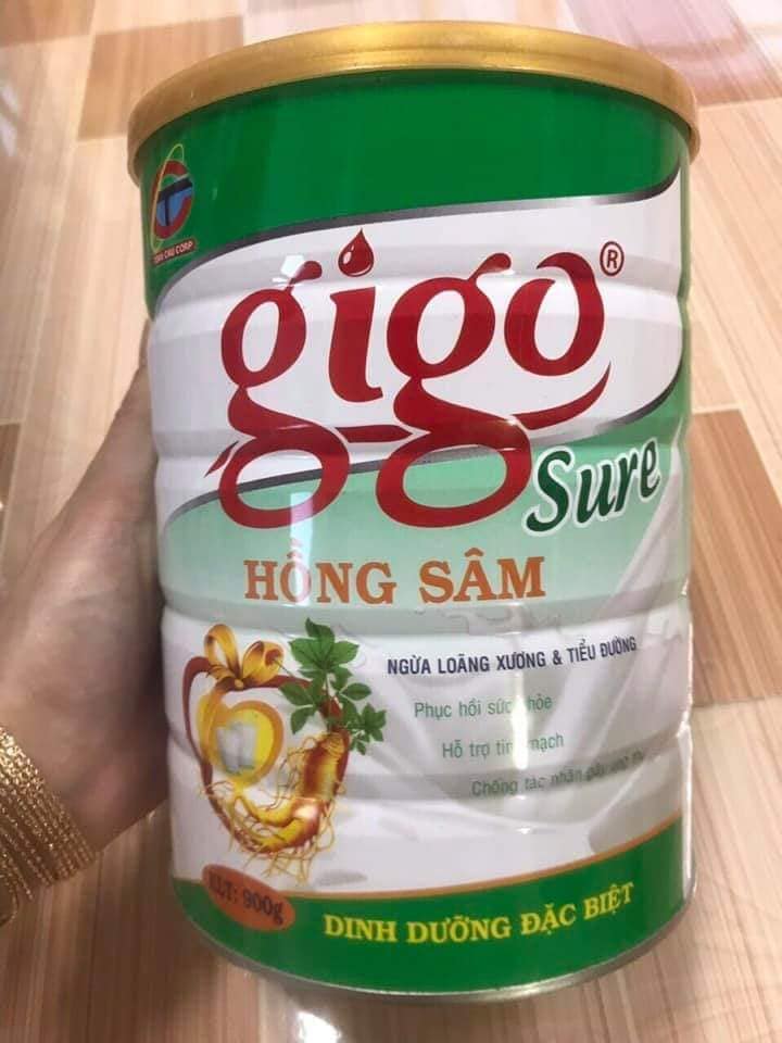 Sữa Bột Gigo Sure Hồng Sâm Hộp 900g (Ngừa loãng xương & tiểu đường) - Phục hồi sức khỏe