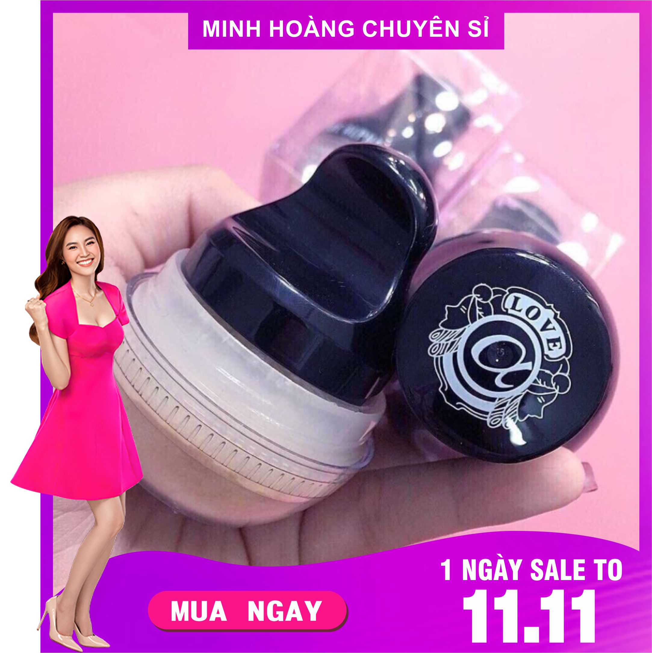 Phấn phủ bột Love Alpha ánh nhũ kiềm dầu