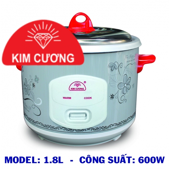 Nồi Cơm Điện 1.8 Lít Kim Cương Nắp Rời KC 1.8L - Hàng Chính Hãng (Bảo Hành 12 Tháng)