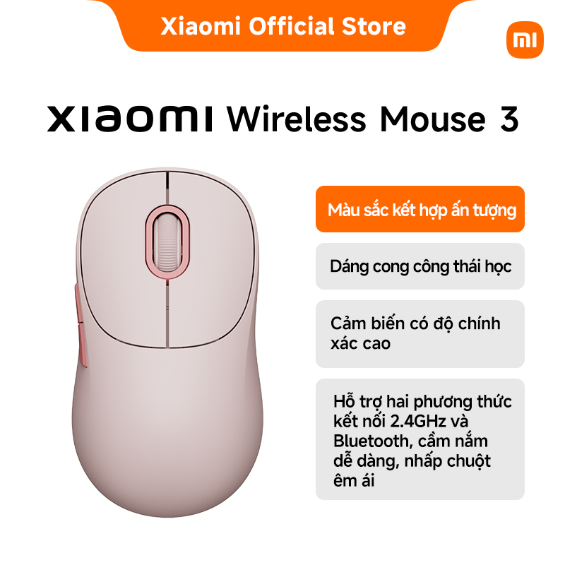 Xiaomi Wireless Mouse 3 Chuột văn phòng với thiết kế êm ái, thoải mái, kiểu dáng bắt mắt với nhiều lựa chọn màu sắc.