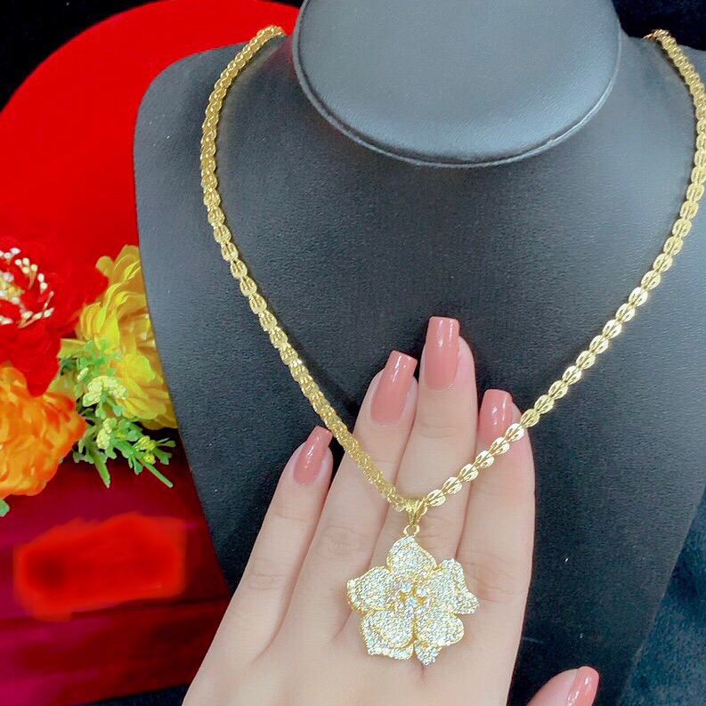 Dây chuyền phụng mặt hoa mạ vàng 18k mẫu mới cực xinh