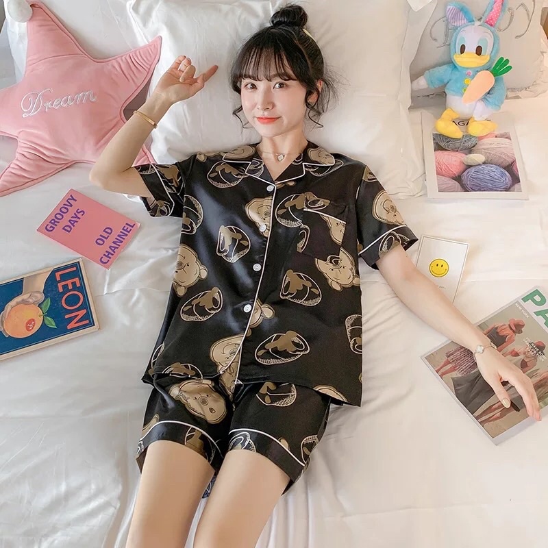 🌸 1️⃣ [QUÀ TẶNG] [CÓ SẴN] [SALE] [BIGSIZE] [FREESHIP] Bộ lụa pyjama cổ bẻ mặc nhà siêu xinh, mát