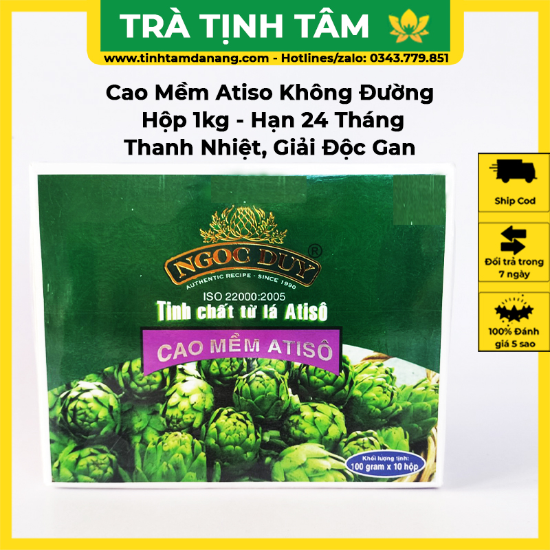 Cao mềm atiso Đà Lạt Ngọc Duy không đường nguyên chất hộp 1kg cao cấp giúp giải độc gan, giảm mụn, thanh nhiệt