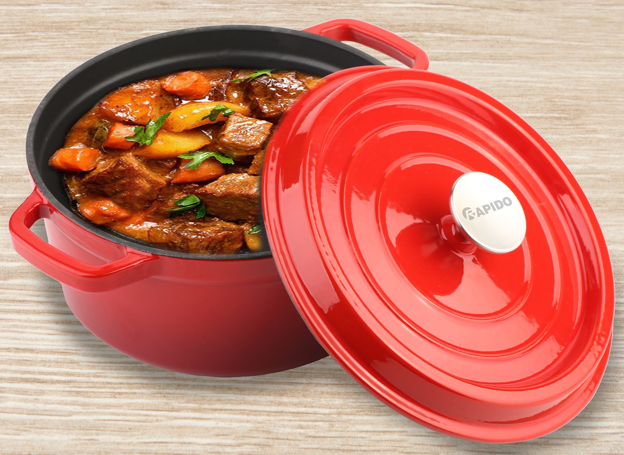 Nồi gang đúc tráng men rapido 20cm - 22cm - 24cm