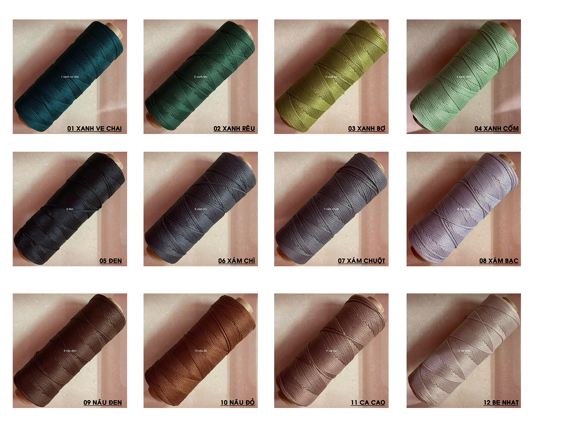 Bảng 1 -Sợi dệt trơn 2mm Craftyarn VN