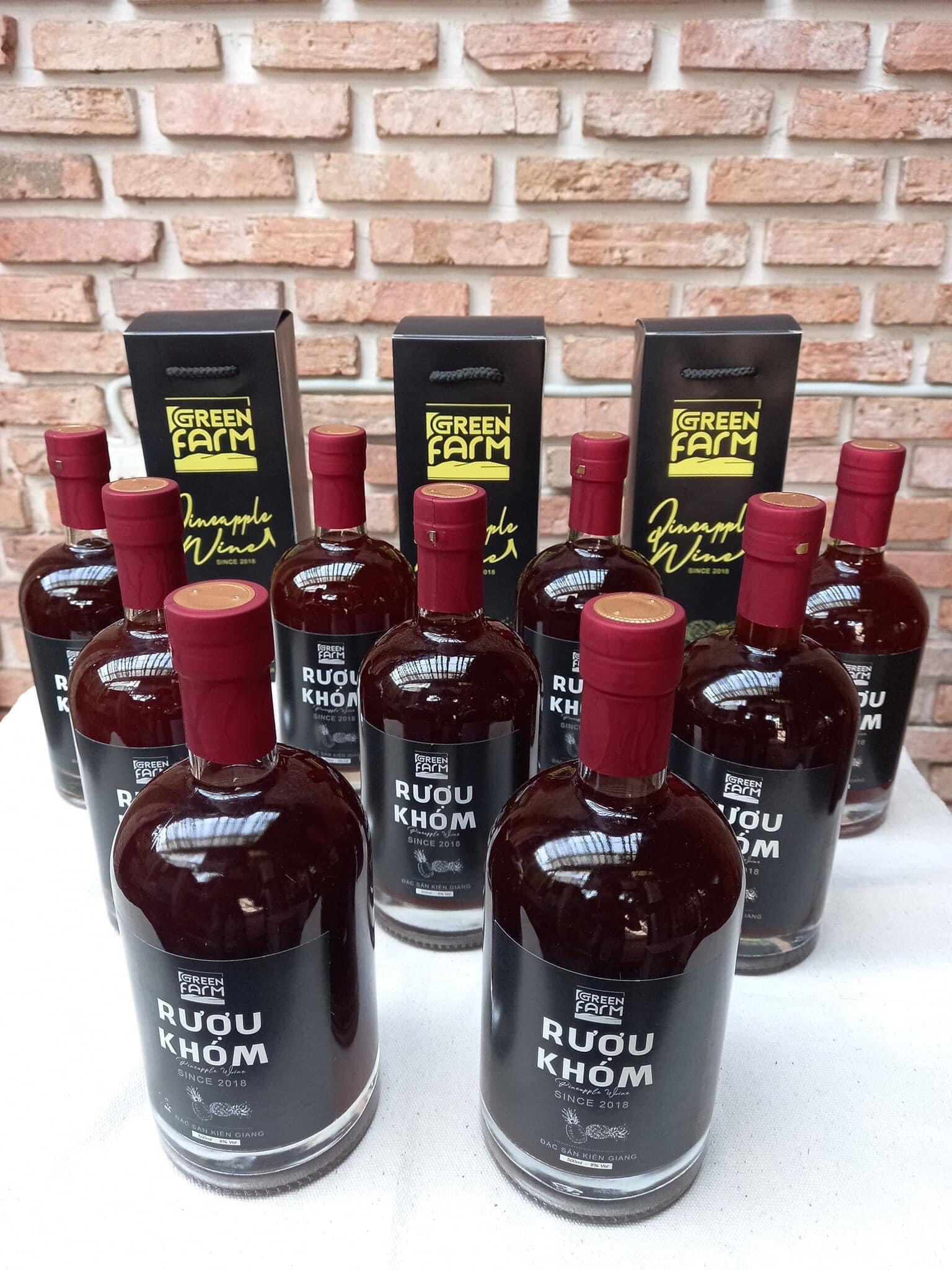 Rượu dứa greenfarm đóng chai 500ml - nước dứa lên men tự nhiên có vị ngọt nồng độ rượu thấp 8 độ phù hợp với nữ