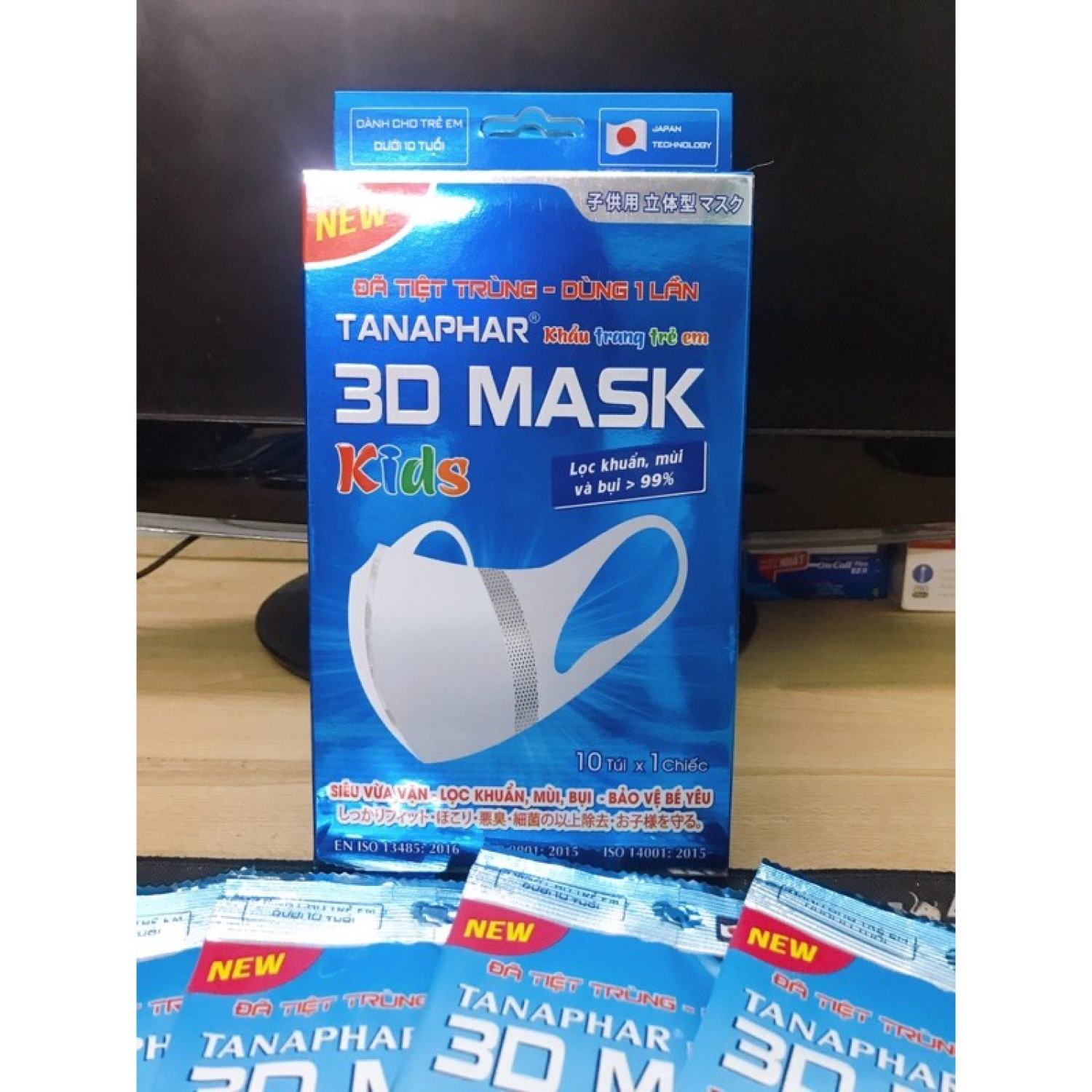 50 chiếc Khẩu trang y tế 3D Mask Tanaphar, size người lớn và trẻ em [Hộp 10 chiếc túi 1 tiệt trùng]