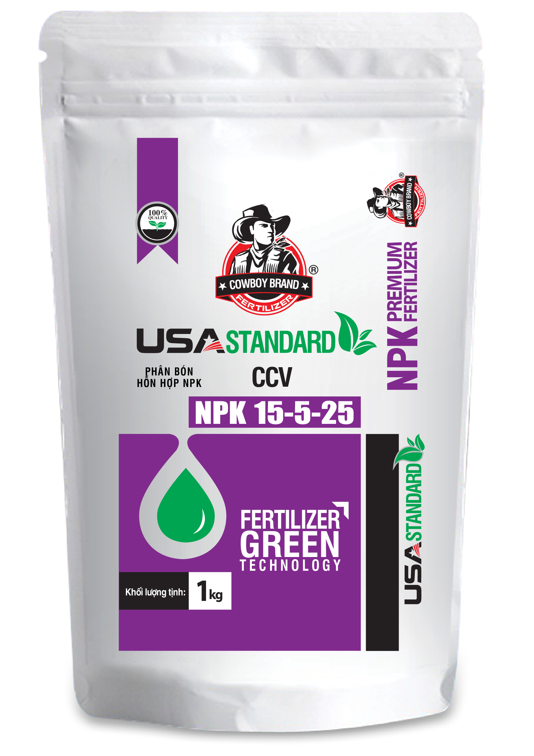 Phân bón nuôi ngọt củ/quả, sử dụng cho giai đoạn sắp thu hoạch- NPK Cowboy 15-5-25 CCV