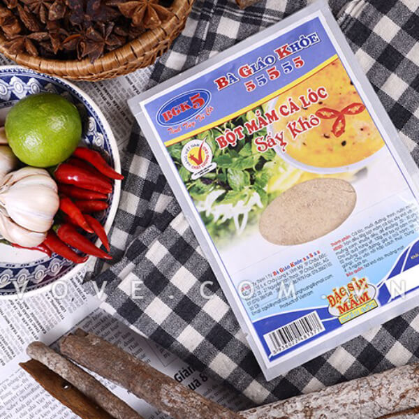 [HCM]Bột Mắm cá lóc (làm mắm chưng)  Bà Giáo Khỏe 55555  gói 50gr đặc sản Châu Đốc Không sử dụng hóa chất phẩm màu độc hại