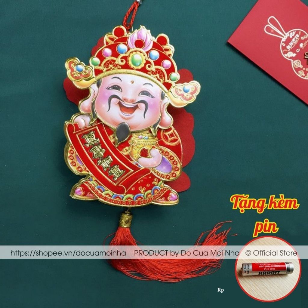 Ông thần tài lắc đầu, gật đầu treo cửa gọi Tài Lộc, May Mắn, trang trí tết chạy pin AA (tặng kèm pin)