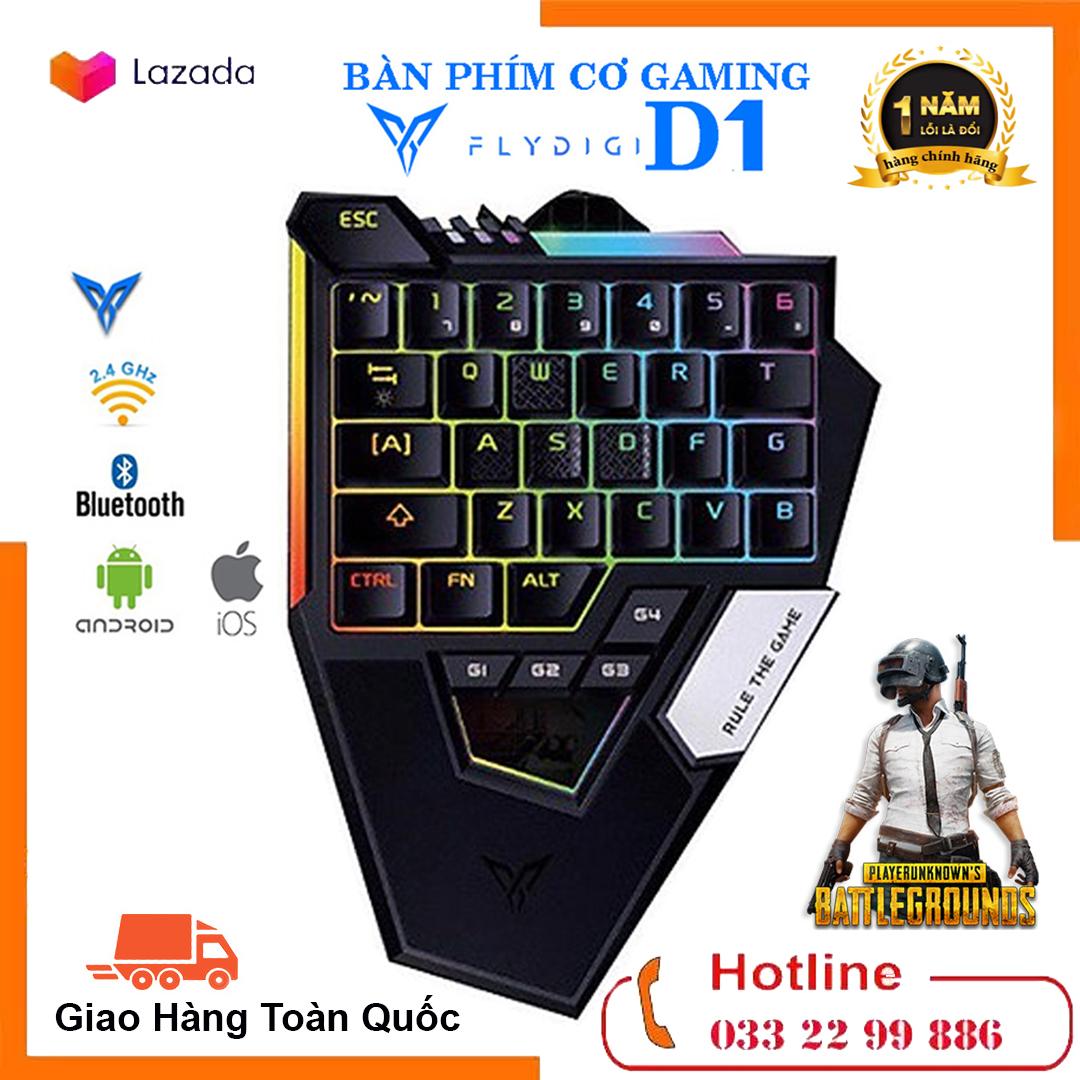 Bàn phím cơ một tay flydigi d1 kiêm dock chuyển đổi chơi pubg và các game fps dùng cho ios, android, pc full led - bảo hành 12 tháng