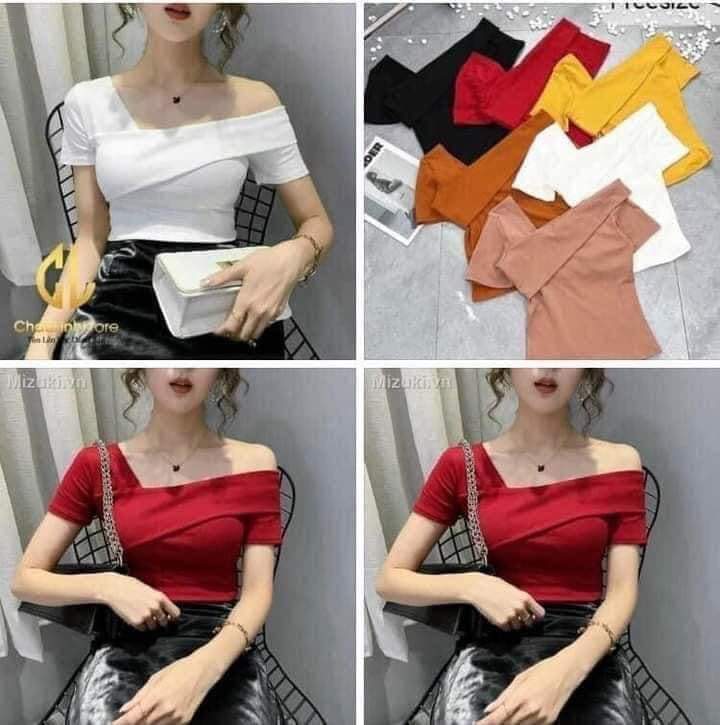 Áo thun kiểu nữ trễ vai siêu sang