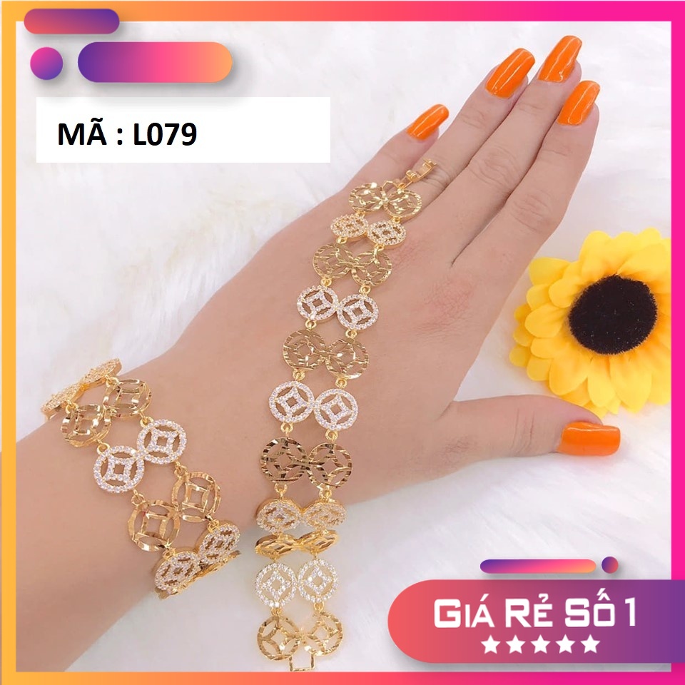 Lắc tay kim tiền mạ vàng 18k như thật