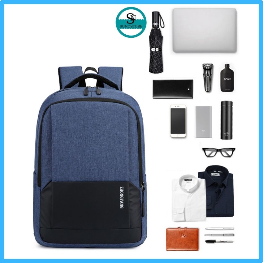 Balo Laptop Nam Nữ Thời Trang Chống Nước Đựng Máy Tính ,Quần ÁO Du Lịch Nhiều Ngăn Có Chân Sạc Thông Minh  SUNO STORE BL12