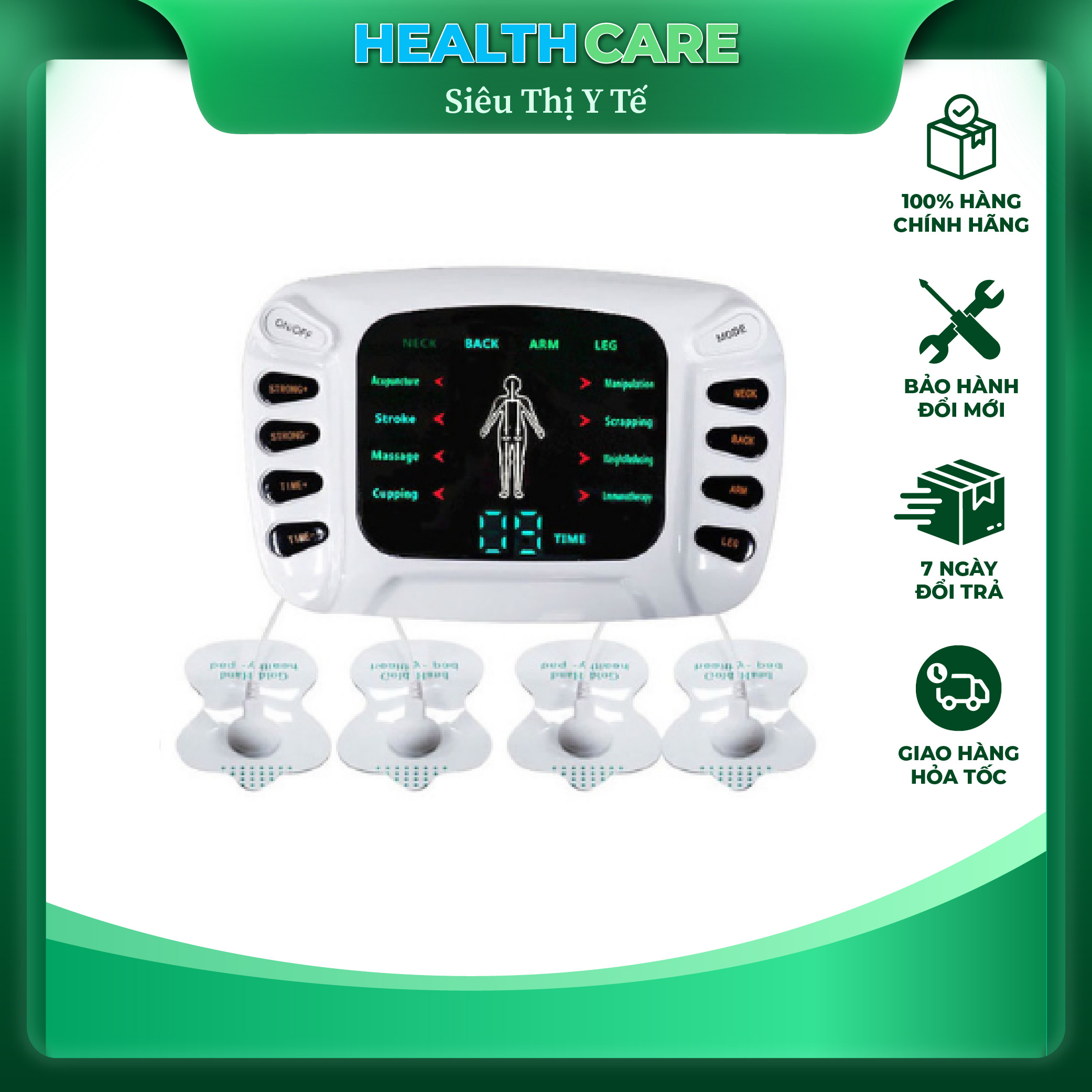 Máy mát xa xung điện YTK309B, hỗ trợ giảm đau mỏi cơ thể, thư giãn toàn thân với 15 cường độ, 8 chế độ massage trị liệu