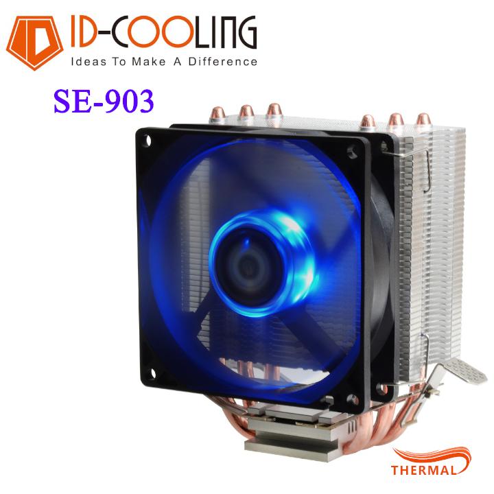 Quạt tản nhiệt id-cooling se-903 - quạt quay êm, led xanh, 3 ống đồng