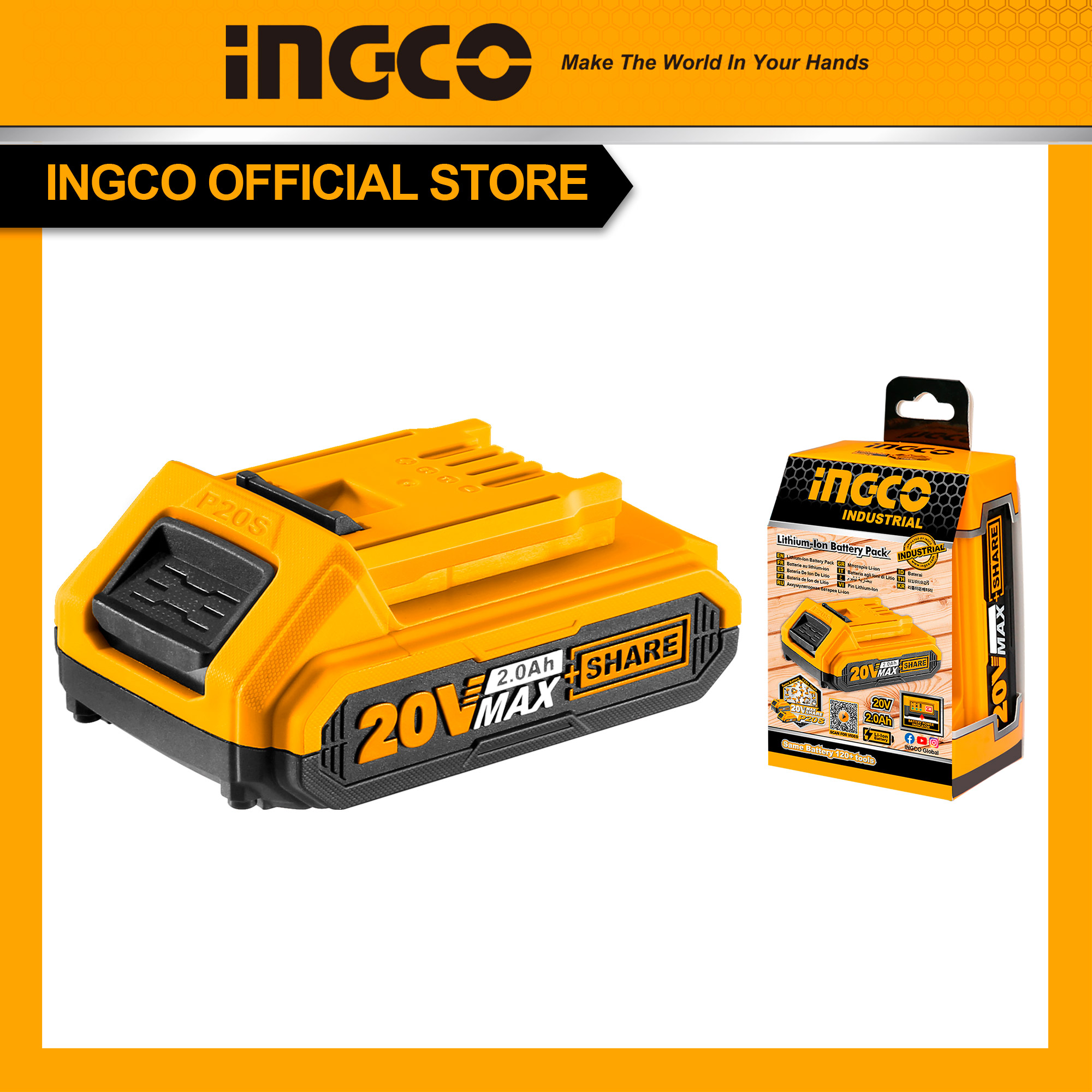 Pin Litium 20V/2Ah INGCO FBLI20011