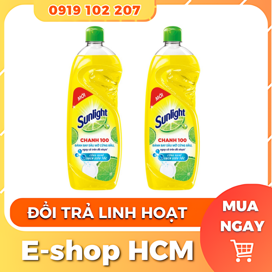 Nước rửa chén sunlight chanh 100 can 3,4 lít và chai 750ml