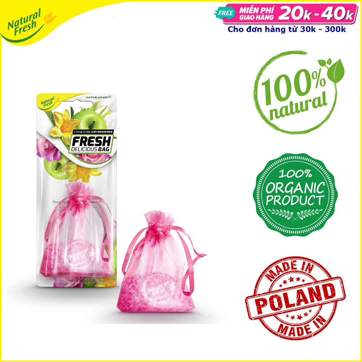 Túi sáp thơm treo ô tô, tủ quần áo Elix Natural Fresh (Delicious)