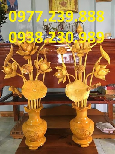 Hoa Sen gỗ mít 2 bình