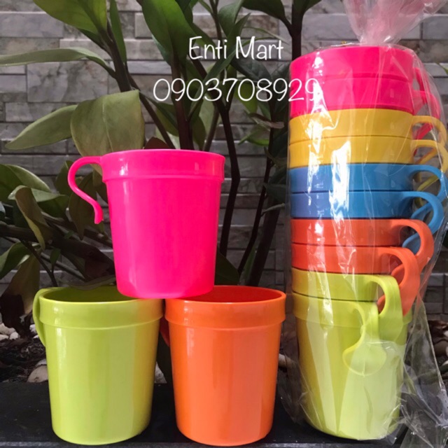 2 Ly Quai tròn đủ màu nhựa cao cấp/ ly quai tròn