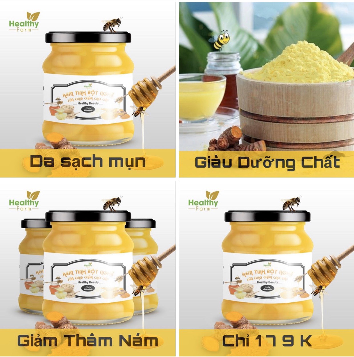 Kem Tinh Bột Nghệ Sữa Ong Chúa Healthy Beauty