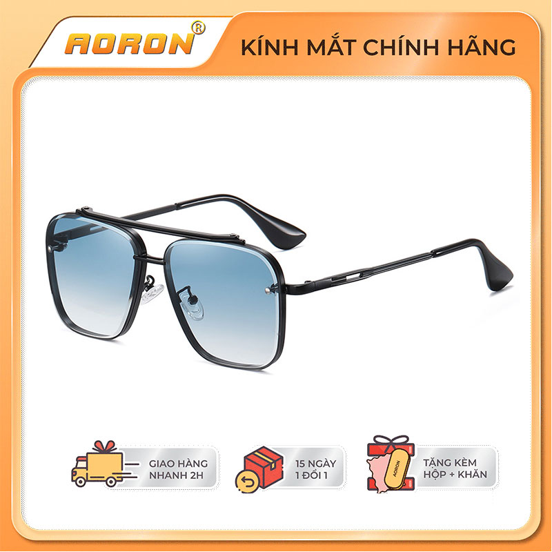 Kính mát nam, kính mát nam nữ gọng vuông, kính mát nam nữ gradient nhiều màu bảo vệ mắt chống tia uv ak047-aoron