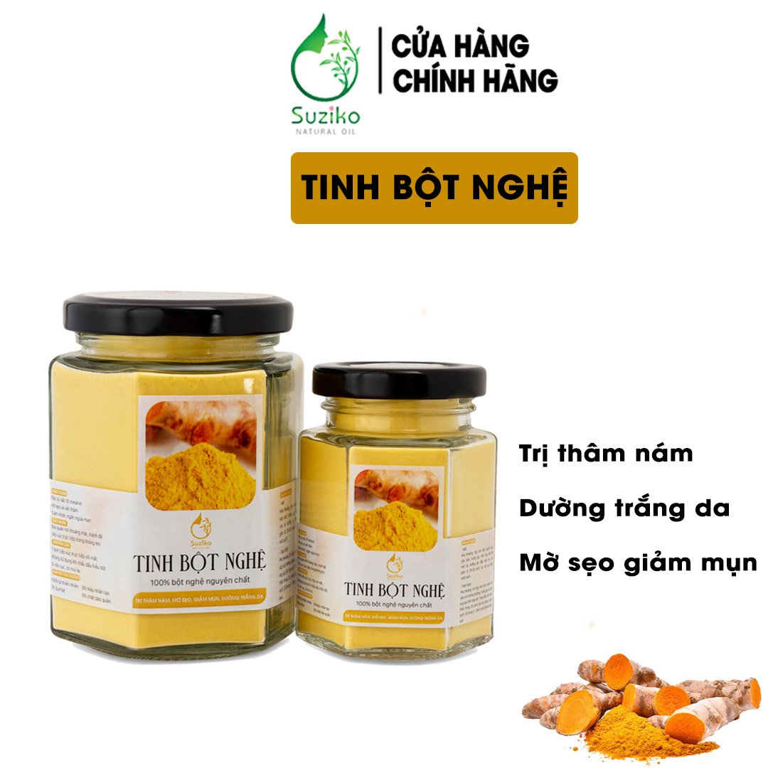 Hũ Bột Đắp Mặt Tinh Bột Nghệ Nguyên Chất Giảm Thâm Nám - Bột Mặt Nạ Dưỡng Da thiên nhiên Suziko Handmade