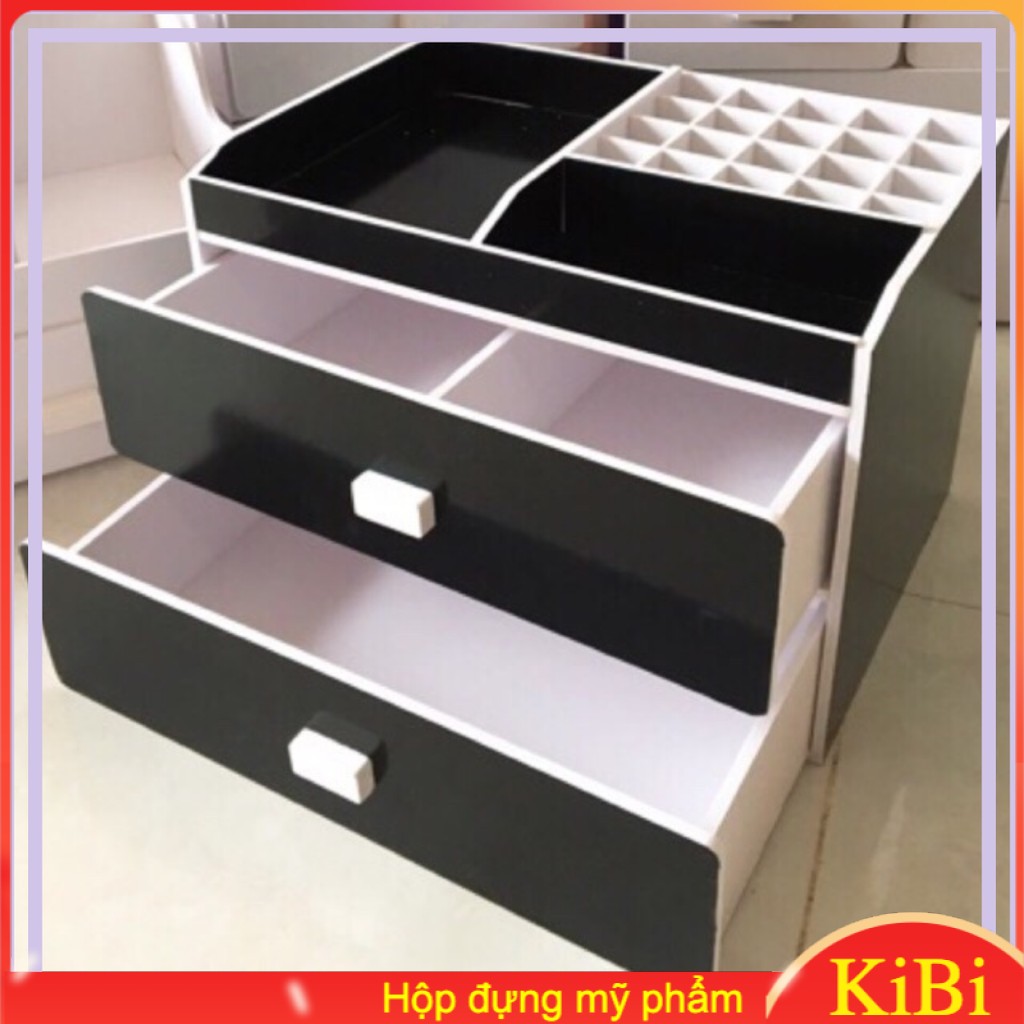 Kệ mỹ phẩm 2 ngăn màu đen đặc biệt đựng son phấn chất lượng
