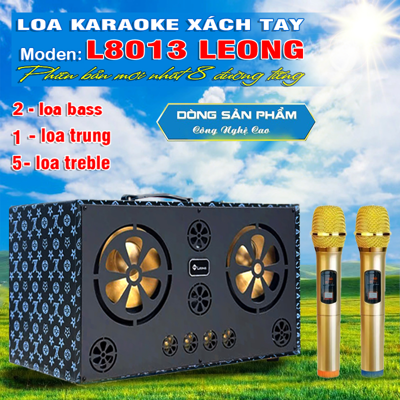 Loa Karaoke Xách Tay Leong, 8 Đường tiếng, Công Suất Khủng 500W, 2 bass 20cm, Âm Thanh Đa Hướng Kèm 2 Micro Cao Cấp, Loa Bass Đầy Đặn, Rõ Ràng, Chống Hú, Loa Treble Trong Trẻo, Sáng Rõ.