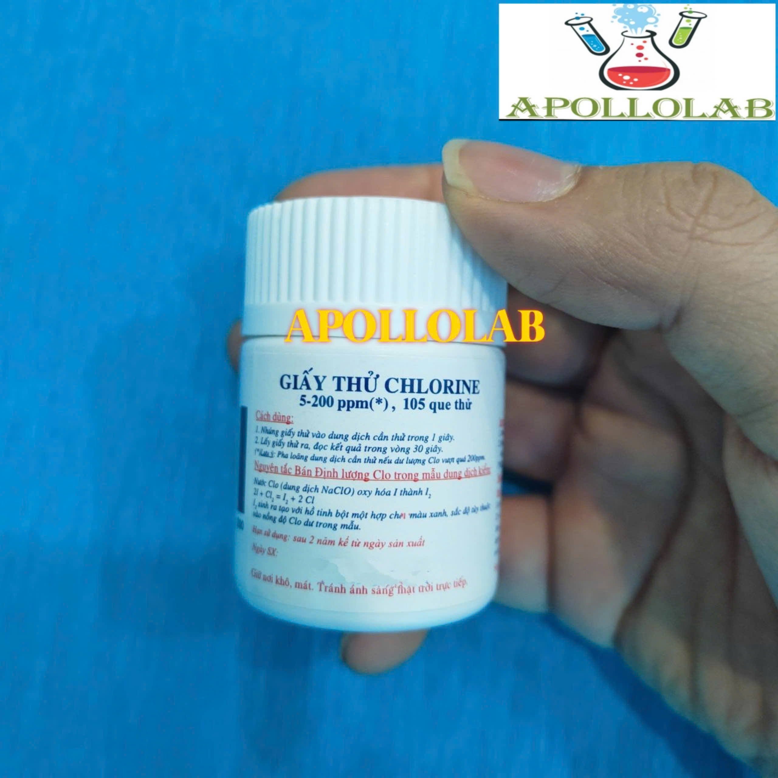 [HCM]Giấy test chlorine (Clo) 5-200ppm Hộp 70 que thử