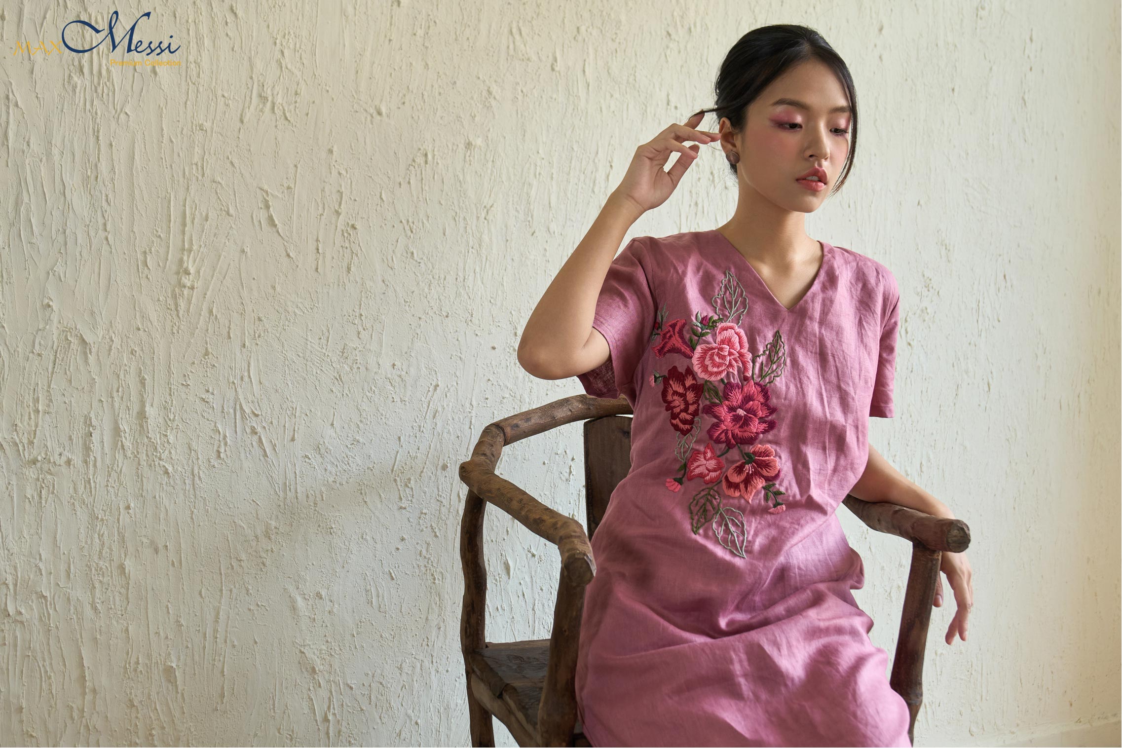 Đầm linen thêu tay verity- maxmessi