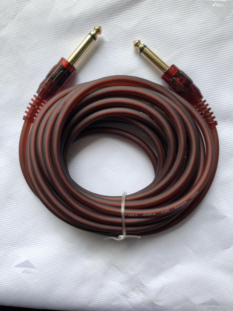 Dây 2 đầu jack 6.5 ly dài 5 mét dây nâu mềm dẻo