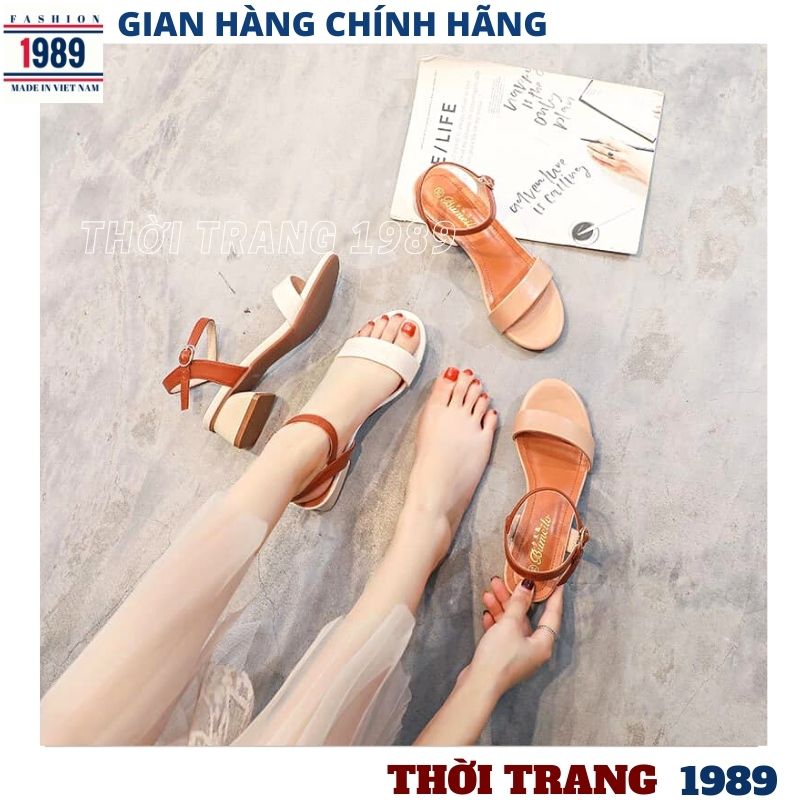 Dép cao gót nữ 3 phân -dép DCG15 ,dép nữ da 2 mầu nâu trắng , dép cao gót nữ , dép 3 phân , dép 5 phân , dép 9 phân, dép quai ngang , dép xăng đan cao gót ,giày nữ ,guốc nữ ,giày dép nữ , THỜI TRANG 1989