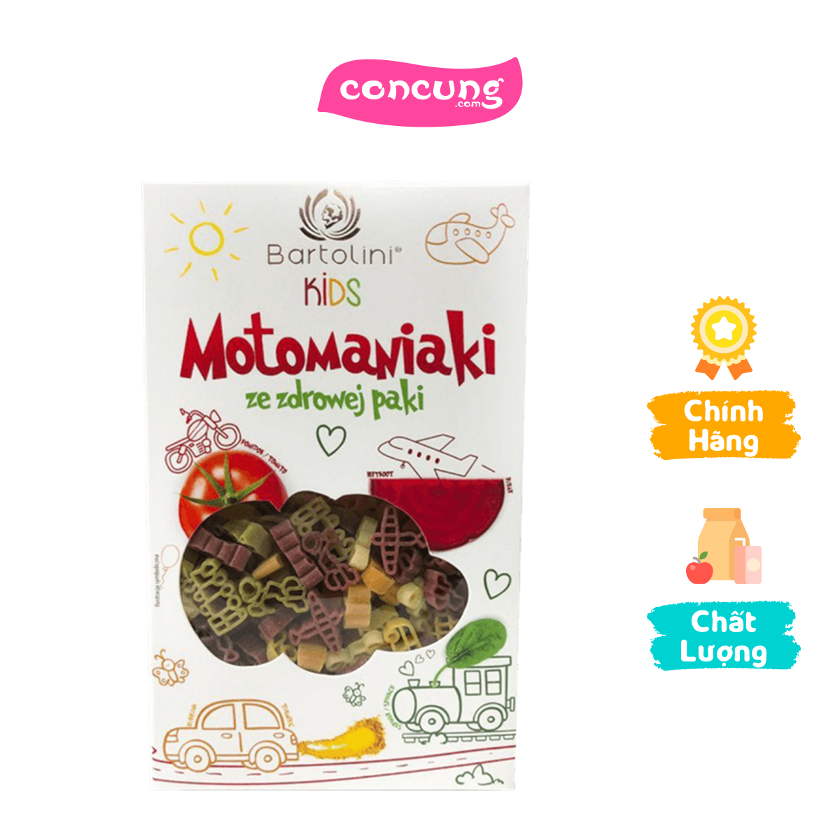 Mì nui rau củ cho bé hình xe động cơ Bartolini 250g