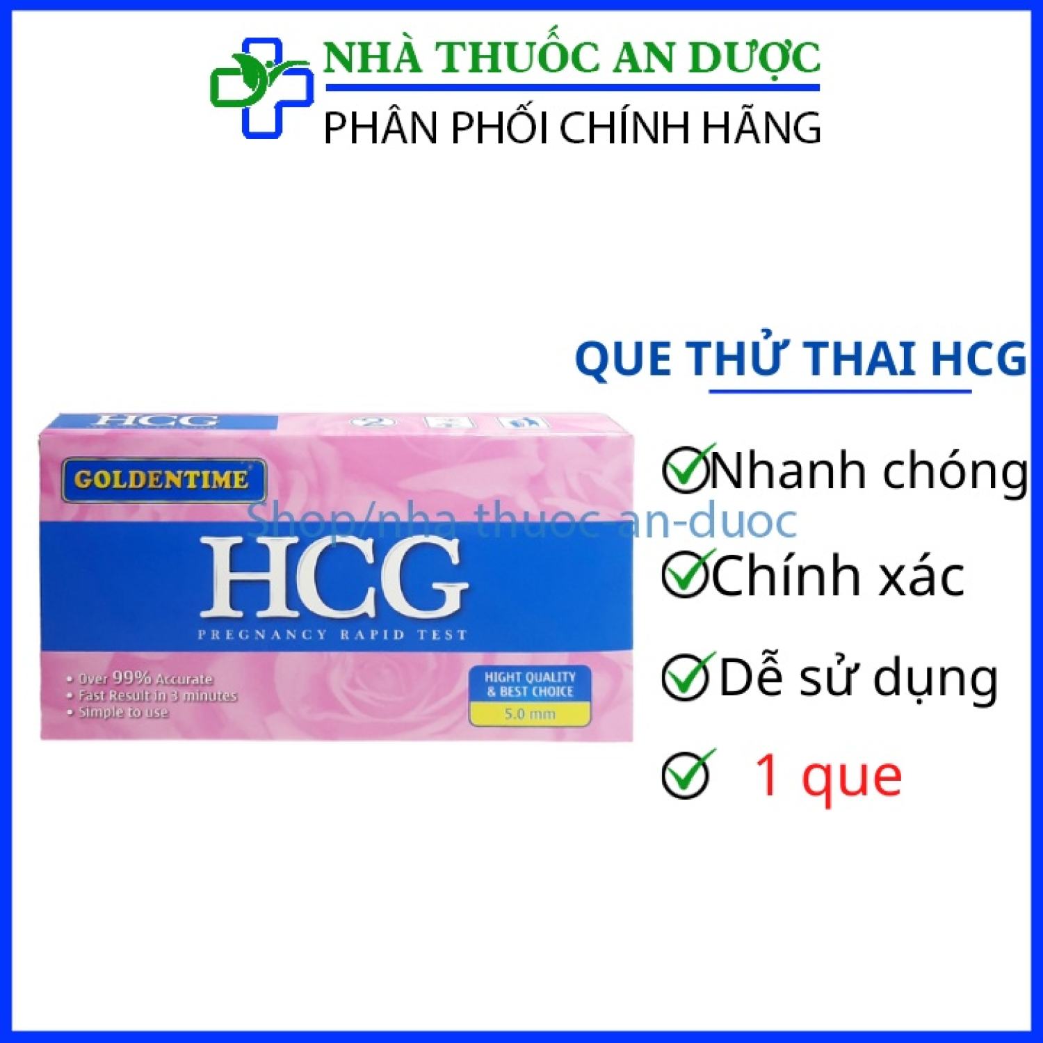 Que thử thai HCG nhanh chóng , tiện lợi, chính xác 1 que