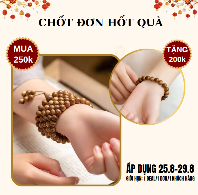 Vòng tay tràng trầm hương JHM 8mm 108 hạt cao cấp