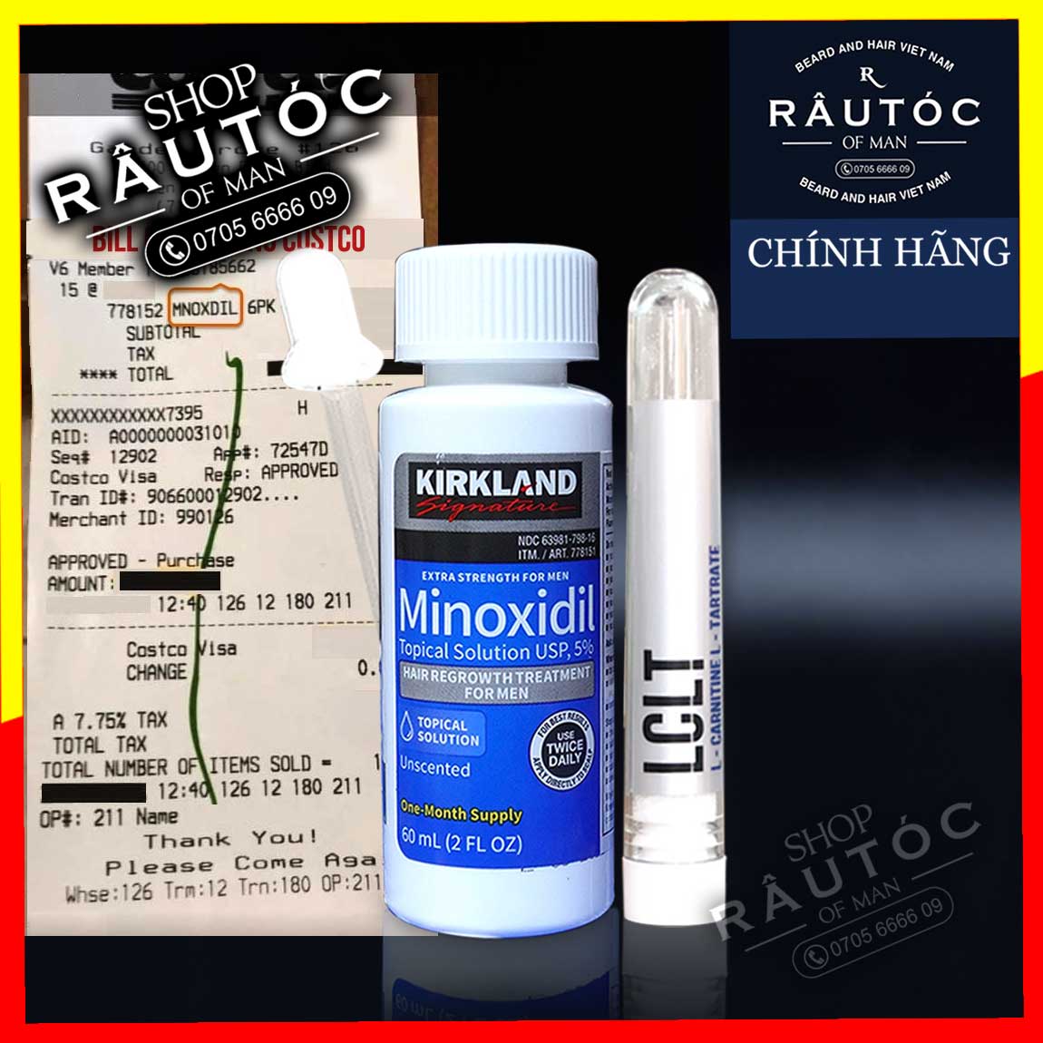 Minoxidil 5% dạng lỏng chính hãng Kirkland Hoa Kỳ tặng LCLT
