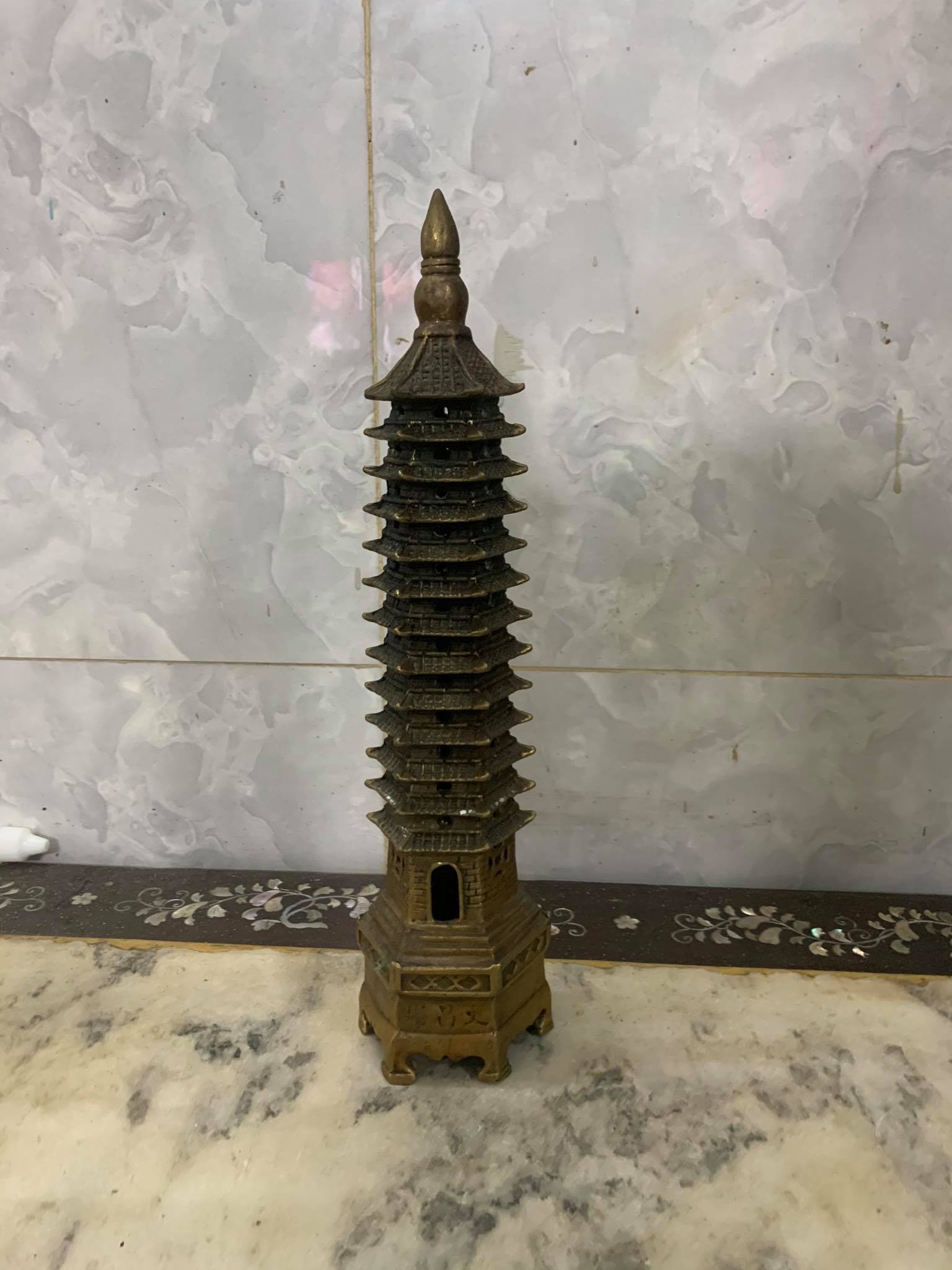 Tháp văn xương cao 30cm bằng đồng