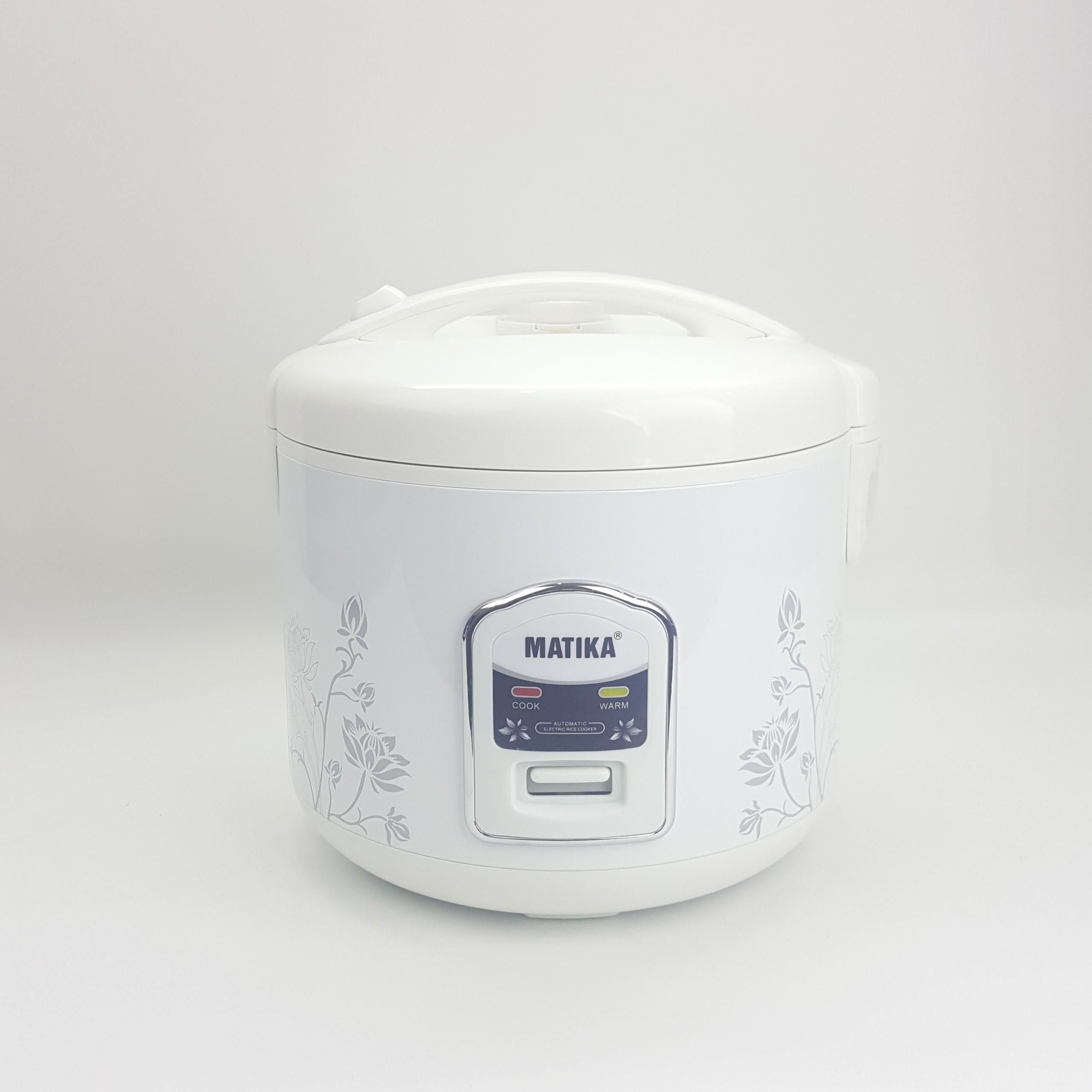 Nồi cơm điện matika 1.8l 700w nắt cài màu trắng mtk – rc 1812