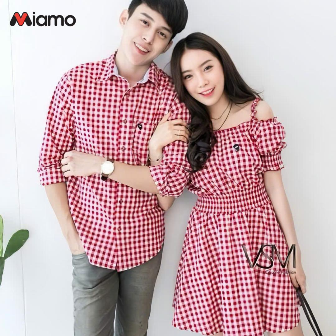Đồ đôi nam nữ áo sơ mi nam - đầm nữ du lịch đi biển đi chơi thời trang Miamo TN20