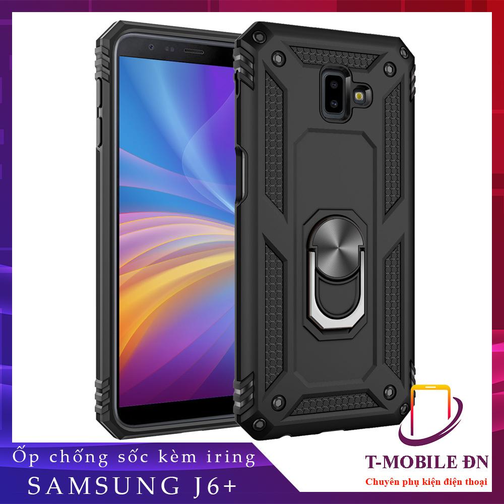 Ốp lưng Samsung J6+ J6 Plus 2018 chống sốc 2 lớp kèm nhẫn iring làm giá đỡ bảo vệ máy toàn diện chuẩn châu âu